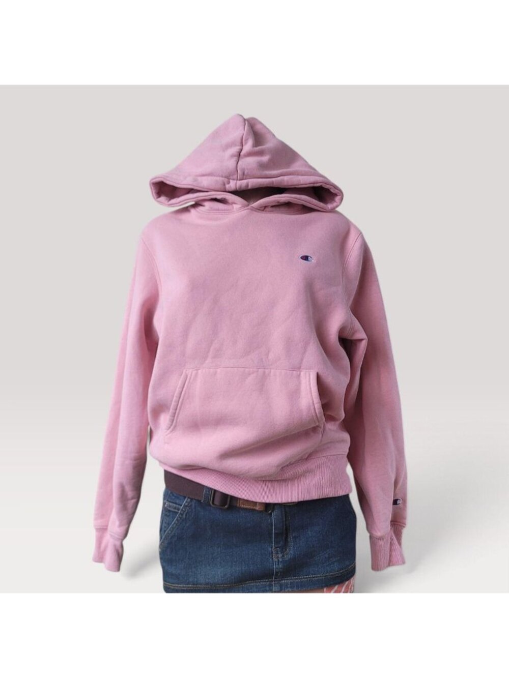 Champion Strawberry Milk Pastel Pink Fleece Pullover Hoodie (M)